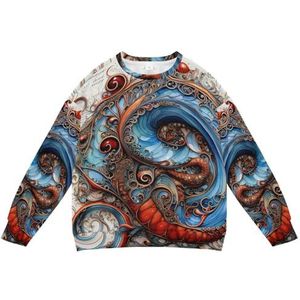 KAAVIYO Blauwe octopus, abstracte kunst, sweatshirt voor kinderen, zacht, lange mouwen, ronde hals, T-shirts voor jongens en meisjes, Patroon, XS