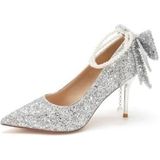 WDUDSUDUW Elegante pumps met spitse neus, glitter en strass steentjes, hoge hakken voor bruiloften, sexy en sprankelende galaschoenen voor op feestjes,Silver 2.56"",35.5 EU