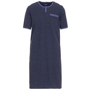 Henry Terre Herennachthemd kort pyjama met borstzak slaapshirt, Donkerblauw, M