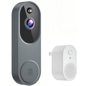 Draadloze deurbelcamera, 1080P WiFi Video Deurbel Camera Video Intercom Draadloze Camera Nachtzicht Bewegingsdetectie(Grey)