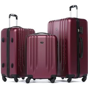 FERGÉ 3-delige koffer-set Reisbagage Marseille premium harde spinner premium bagage-koffer rood