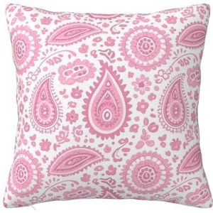 Zelinge Paisley lichtroze sierkussensloop 30 x 30 cm boerderij kussensloop voor bank bank kussensloop voor bank woonkamer woondecoratie