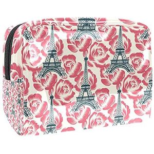 Make-up tas PVC toilettas met ritssluiting waterdichte cosmetische tas met Parijs Eiffeltoren voor vrouwen en meisjes