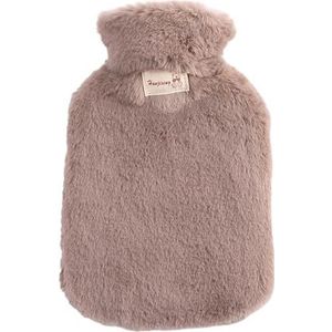 Warmwaterkruik verdikte pluche warmwaterzak 2000 ml PVC warme flessen handwarmer cover wrap warmwaterkruik zak voor bed periode kramp warmwaterzak (donkere koffie)