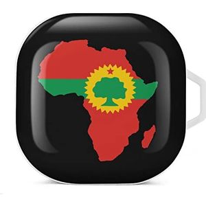 Oromo vlag op kaart van Afrika oordopjes hoesje compatibel met Samsung harde beschermhoes wit stijl