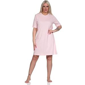 NORMANN-Wäschefabrik Elegant damesnachthemd met korte mouwen in strepenlook met kant - ook in grote maten, roze, 36/38