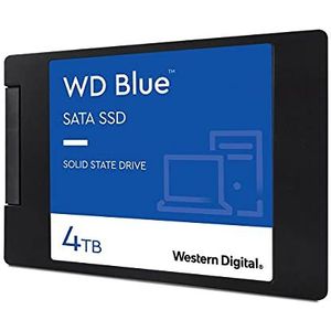 Western Digital WD Blue SATA SSD 4 TB 2,5'' behuizing (leessnelheden tot 560 MB/s en schrijfsnelheden tot 530 MB/s, tot 600 TBW, met 1,75 miljoen uur MTTF) Blauw