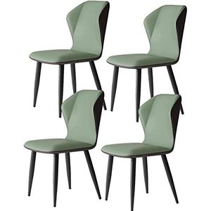 GEIRONV Eetkamerstoel Set van 4, modern PU-leer met rugleuning zacht kussen en koolstofstalen stoelpoten for woonkamer slaapkamer keukenstoelen Eetstoelen (Color : Green, Size : A)