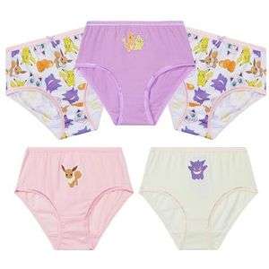 Pokemon Meisjesslipjes, comfortabel ademend katoenen ondergoed voor kinderen, tieners - 5 stuks (Roze/Multi, 3-4 Jaar)