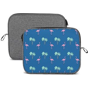 Flamingo Palmboom Laptop Sleeve Case Beschermende Notebook Draagtas Reizen Aktetas 14 inch