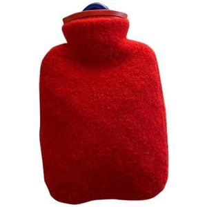 Warmwaterkruik met deksel, 800 ml warmwaterzak voor warm en koud kompres, handvoetwarmer voor winter-rood