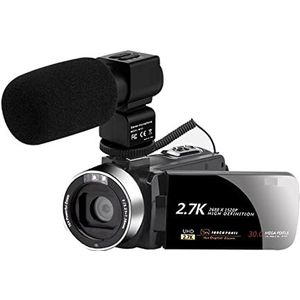 Videocamera, Videocamera Camcorder 3.0 inch IPS HD Vlogging Camera Touch Screen Real 2.7k digitale camera's en videorecorder(With 16GB SD card,DV03-Mic)