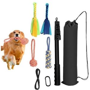 Flirt Pole voor honden met veilig en sterk nylon touw, zware lokken stok voor honden van elke grootte, interactieve hond speelgoed teaser, interactieve huisdier toverstaf, hond stok speelgoed, hond