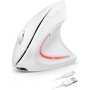 TECKNET Oplaadbare ergonomische muis, draadloos, 2,4 G, optische verticale muis, ergonomisch, 5 standen tot 4800 dpi, stille draadloze verticale muis met 6 toetsen voor laptop, pc, Windows, Mac OS