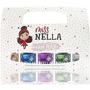Miss Nella Ruimteverzameling metallic nagellak, 5-delige set: zilver, paars, goud en blauw, afneembare nagellak voor kinderen, peel-off-formule, op waterbasis en geurneutraal