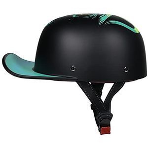 Motorhelm, For heren Vintage helm Duitse stijl fiets cruiser chopper scooter bromfiets ATV helmen H,XL=59-60cm(D,XL=5960cm)