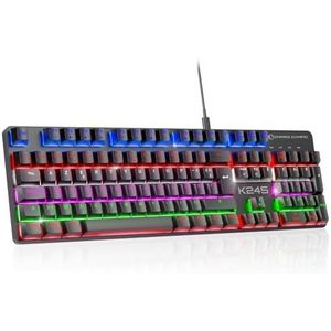 EMPIRE GAMING - Nieuw 2025 – K245 Gaming-toetsenbord, bekabeld, mechanisch MX Red (FR – AZERTY) – type C – voor PC/PS4/PS5/Xbox – RGB-achtergrondverlichting met 24 effecten – 105 toetsen – N-Key