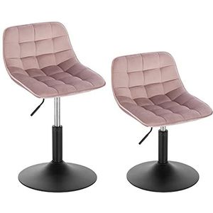 WOLTU Set van 2 verstelbare zitkrukken, stoel, werkkruk, bureaustoel, eetkamerstoel, make-upkruk, thuiskantoor, commerciële winkel, multifunctioneel, 360 graden draaibaar, fluweel, roze, zitting, 38-49,5 cm hoog