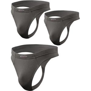 Sesto Senso Heren Gstring Ondergoed Microvezel 3 Pack Sexy Thong Panties S 3 Grafiet