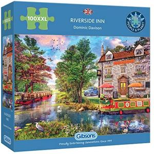 Riverside Inn 100 Extra Large Piece Legpuzzels | Grotere puzzelstukjes voor volwassenen | Duurzame puzzel voor volwassenen | Premium 100% gerecycled bord | Gibsons Games