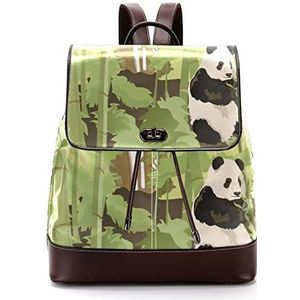 Gepersonaliseerde Casual Dagrugzak Tas voor Tiener Panda Bamboe Waterval Bos Boom Aquarel Schooltassen Boekentassen, Meerkleurig, 27x12.3x32cm, Rugzak Rugzakken