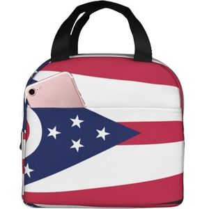 SUHNGE Ohio State Flag Print Geïsoleerde lunchtas Rolltop Lunch Box Tote Bag voor Vrouwen, Mannen, Volwassenen en Tieners
