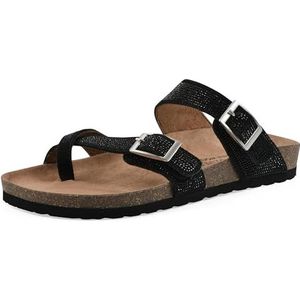 WHITE MOUNTAIN Grays platte sandalen voor dames, zwart suède, 39.5 EU