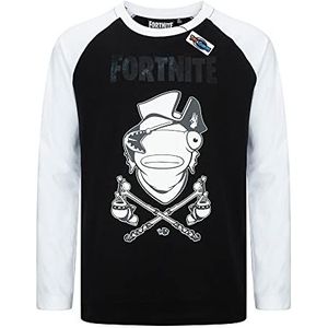 FORTNITE visstokjes lange mouwen T-shirt jongens + meisjes maat 140 152 164 176 jongeren 10 12 14 16 jaar zwart-wit, zwart, 164 cm