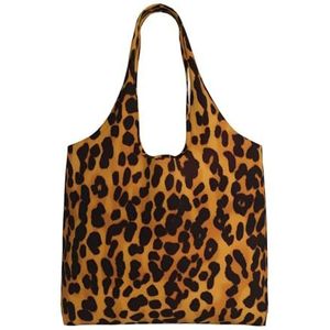 VTCTOASY Cool Cheetah luipaardprint esthetische draagtassen grote strandtas canvas schoudertas herbruikbare boodschappentassen, zwart, één maat, Zwart, One Size