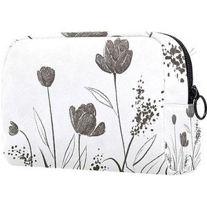 Katoenen Jatropha bloem reizen cosmetische tas voor vrouwen en meisjes, kleine make-up tas rits zakje toilettas organizer, Veelkleurig #13, 18.5x7.5x13cm/7.3x3x5.1in, Modieus