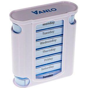 VANLO Pillendoos ""Tower"" 7 dagen met 4 vakken per dag, pillendoos, tablettdoos, weekdoseerder, medicijnbox in het Engels