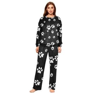 YOUJUNER Pyjama Sets voor Vrouwen, Witte Poot Print Decor Winter Warme Nachtkleding Zomer Loungewear Set Pjs Nachtkleding Set, Meerkleurig, XL