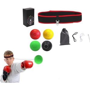 Boksreflexbalhoofdbandset, met 2 verstelbare hoofdbanden, boksbalhoofdband Boxerreflexbal Geschikt for beginners om de vaardigheden te verbeteren Selectie van 2- en 4-balsets (Color : D-4 Balls)