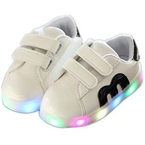 Kids Schoenen, Chickwin Leuke sport Lederen Schoenen LED Licht Schoenen Unisex Baby Kids Comfortabele Schoenen Platte Running Walking School Schoenen (26/Meting Binnen(cm) 16, Zwart)