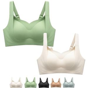 Ondersteunende, Draadloze Liftbeha, De Hele Dag Comfort, Geen Lekken, Vormgevend En Naadloos Ontwerp(White+green,XX-Large)