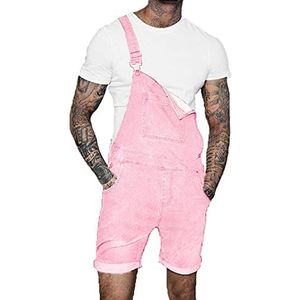Heren Jean Shorts Denim Tuinbroek Bib en Bretels Overalls Retro Distressed Playsuit Jumpsuit