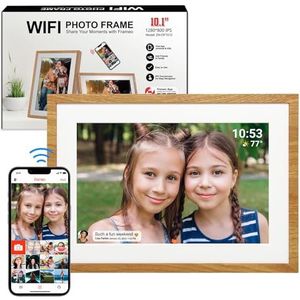 Digitale fotolijst, 32 GB, 10,1 inch, wifi, digitale fotolijst, 1280 x 800 IPS LCD touchscreen, intelligente fotolijst, automatische rotatie, direct delen van foto's of video's via de Frameo-app