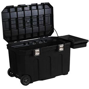 Stanley 1-93-278 Rolplaatswagen met grote capaciteit – 946 x 578 x 578 mm – 190 l – afneembare gereedschapshouder – deksel – telescopische handgreep – 2 wielen met bandage meerkleurig