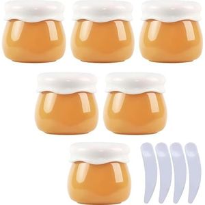 YKMYXZ, Pak van 6, lege roze 10 ml plastic cosmetische potten containerpot lippenbalsem lotion opslagcontainer gezichtscrème reisfles + 4 x spatel(Geel)