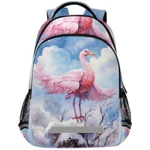 Wzzzsun Aquarel Flamingo Vogel Rugzak Boekentas Reizen Dagrugzak School Laptop Tas voor Tieners Jongen Meisje, Leuke mode, 11.6L X 6.9W X 16.7H inch