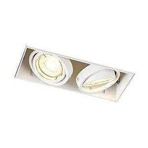QAZQA - Modern Inbouwspot wit GU10 draai- en kantelbaar trimless 2-lichts - Oneon | Woonkamer | Slaapkamer | Keuken - Staal Rechthoekig - GU10 Geschikt voor LED - Max. 2 x 50 Watt