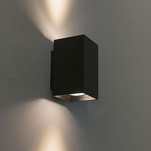 QAZQA - Moderne wandlamp zwart vierkant - Sandy | Woonkamer | Slaapkamer | Keuken - Staal Rechthoekig - GU10 Geschikt voor LED - Max. 2 x 50 Watt