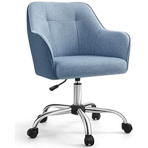 Songmics OBG019Q01 Homeoffice stoel, draaistoel, bureaustoel, in hoogte verstelbaar, tot 110 kg belastbaar, ademende stof, voor werkkamer, slaapkamer, blauw