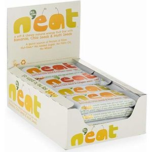 N'eat Natural Energy Bananen, Chiazaad & Multi Seeds Fruitrepen, 16 x 45 g, bron van eiwitten en vezels, natuurlijke ingrediënten, geen toegevoegde suiker of conserveringsmiddelen, geen tarwe, zuivel-