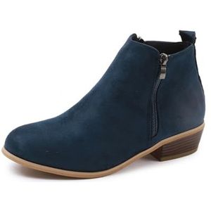 Herfst Winter Enkellaarsjes Dames Retro Enkellaarsjes Met Blokhak Warm Suède Korte Laarzen Zijrits Laarsjes Vrijetijdsschoenen for Outdoor Feest(Blue,43 EU)