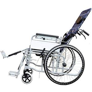 Rolstoel, lichtgewicht opvouwbare rolstoel rijden benodigdheden voor volwassenen, rolstoel verdikte stalen buis volledig liggende rolstoel gehandicapte scooter 6 versnellingen aanpassing, draagbaar