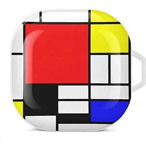 Mondriaan-stijl oordopjes hoesje compatibel met Samsung hard shell beschermhoes witte stijl