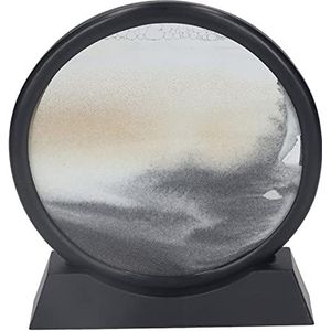 Diepzee Sandscape, Drijfzand Sandscape Glass Round Liquid Picture met Desk Base (Zwart)