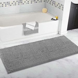 Extra groot badkamertapijt, lange badmat van 60 x 160 cm, ultrazachte chenille tapijten, antislip en waterabsorberende badkuip vloermat, loper voor badkamer, slaapkamer en keuken