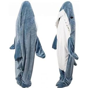 TAPT Haaiendeken haaienonesie, super zachte flanellen haaiendeken hoodie haaienslaapzak voor volwassenen, haaiendeken onesie, voor cosplay, slaapfeest, haaienliefhebbers (voor lengte 1,3-1,5 m)